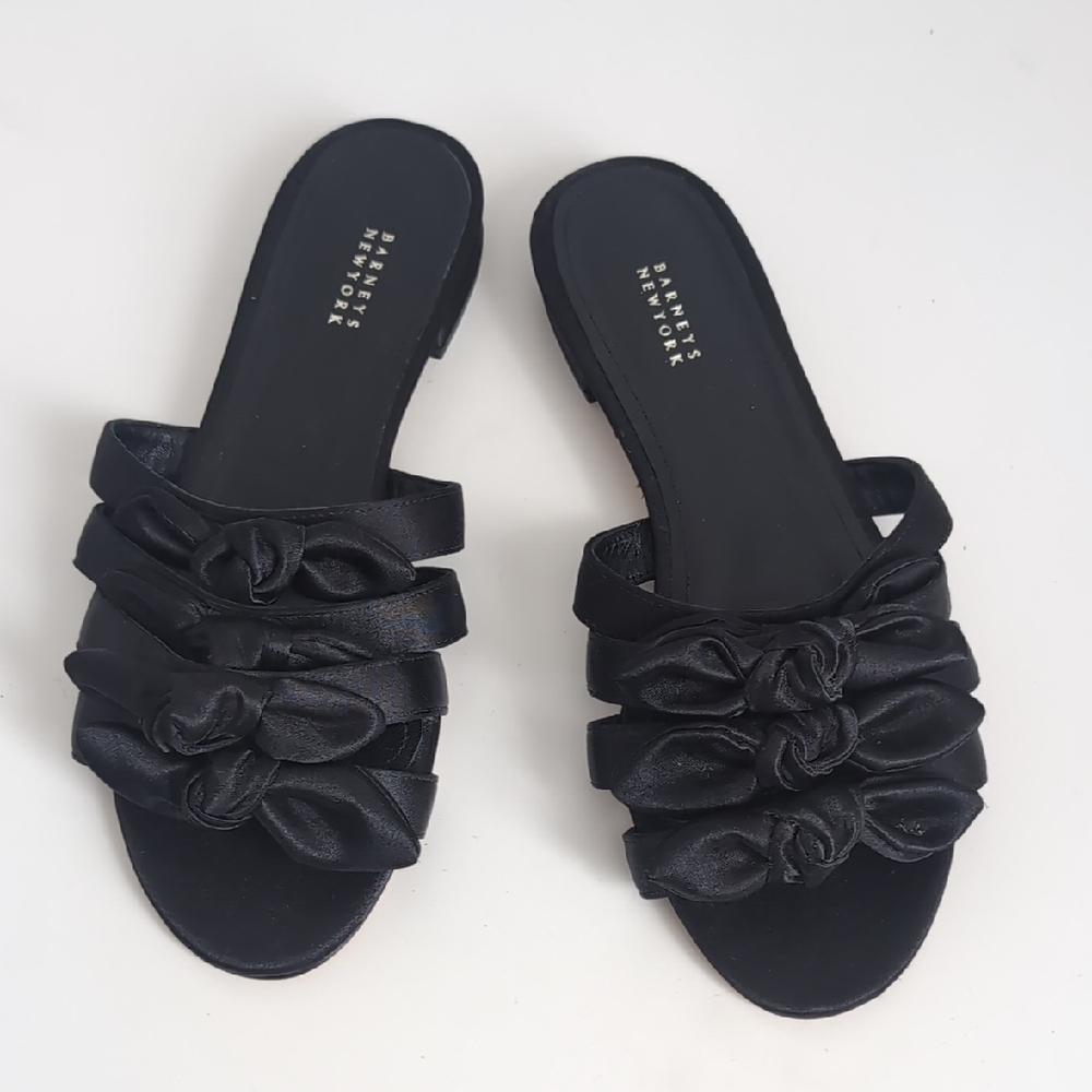 Barneys New York Elegant Black Bow Sandals